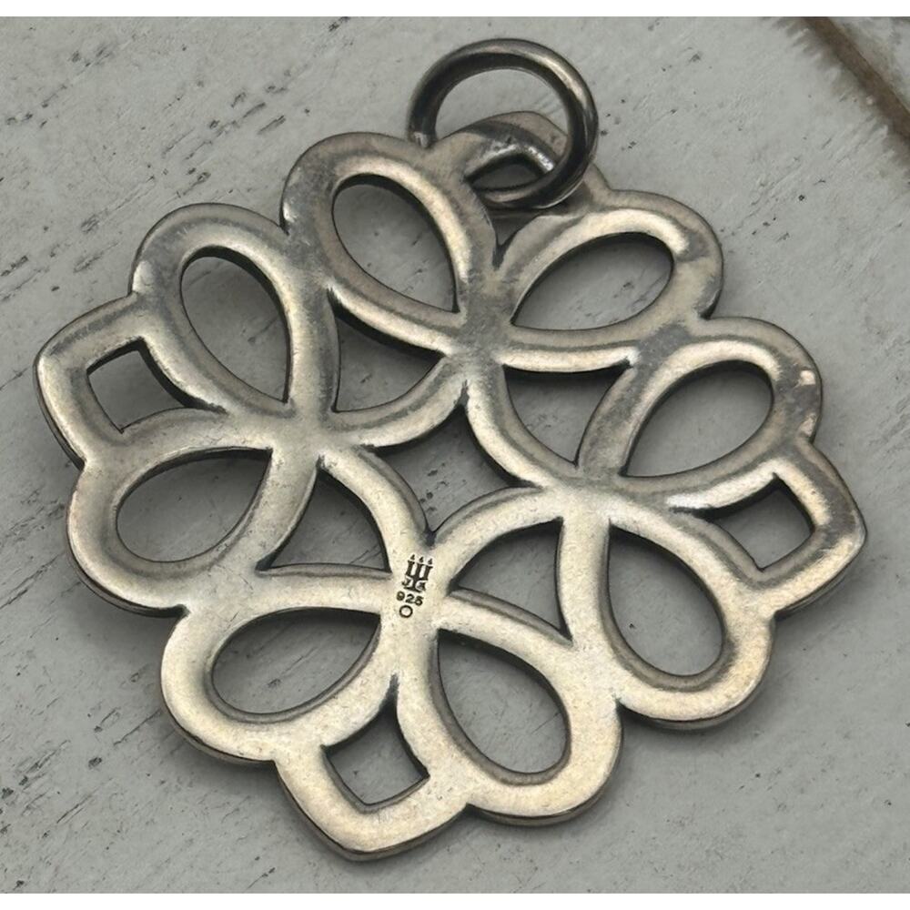 Retired James Avery 925 Tracery Pendant Geometric Openwork Design 5.41G/1.4in - Picture 4 of 6
